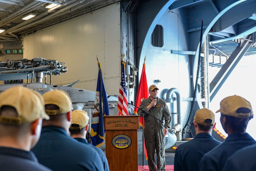 The Harry S. Truman Carrier Strike Group is on a scheduled deployment in the U.S. Naval Forces Europe area of operations, employed by U.S. Sixth Fleet to defend U.S., allied and partner interests.