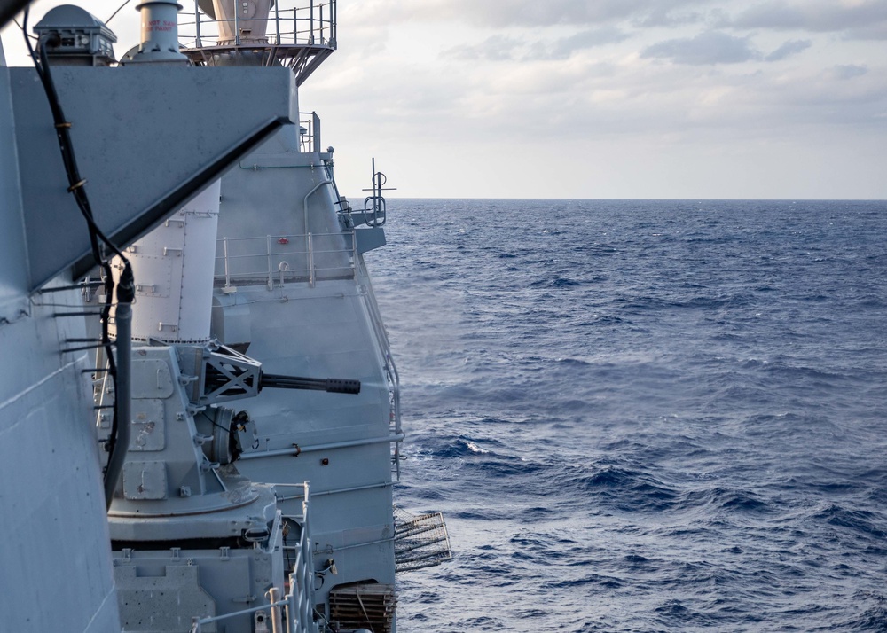 USS Leyte Gulf conducts live-fire exercises.