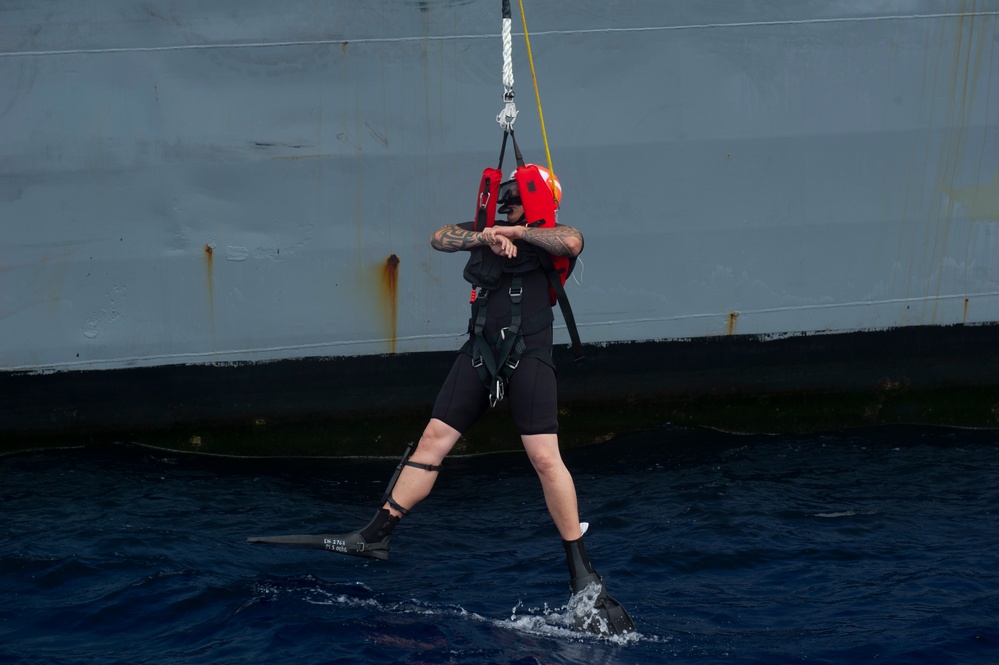 Frank Cable Conducts Man Overboard Drill