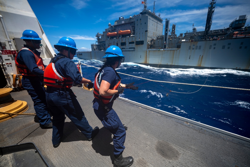 RIMPAC 2022: USCGC Midgett, USNS Washington Chambers Conduct Mock Refuel Exercise