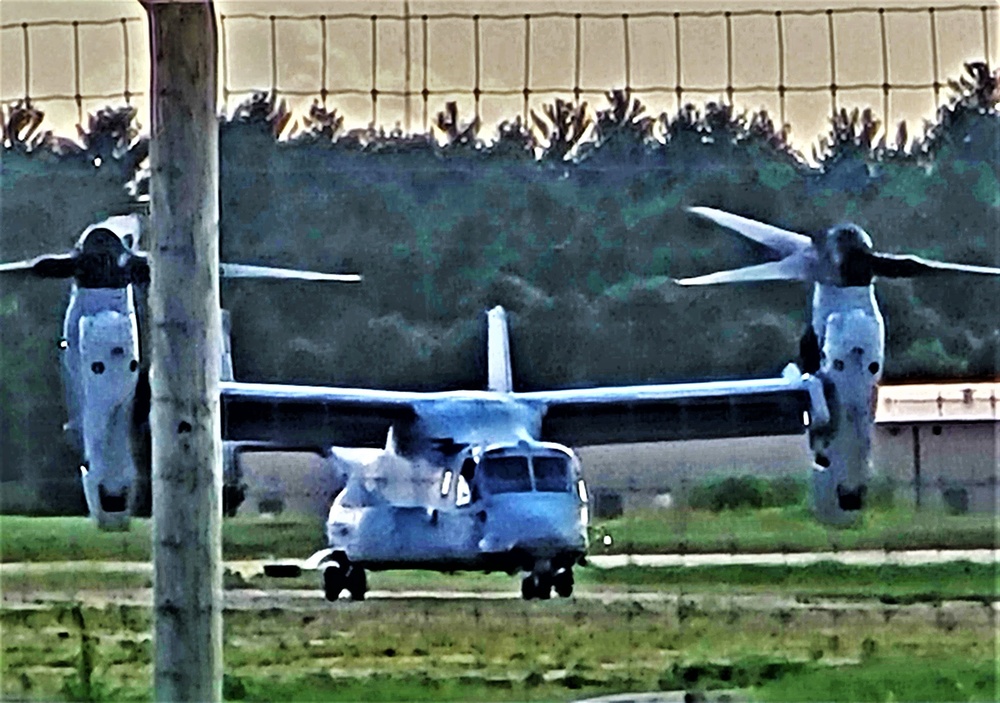 Marine Corps MV-22 Osprey aircraft, crews conduct training at Fort McCoy