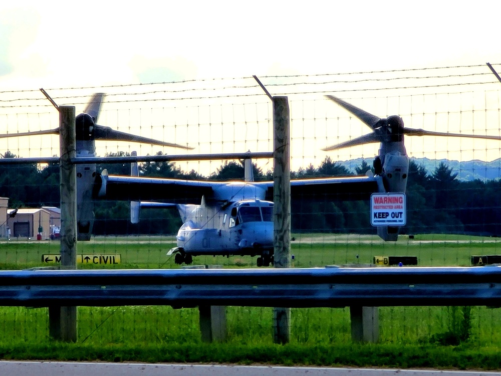 Marine Corps MV-22 Osprey aircraft, crews conduct training at Fort McCoy
