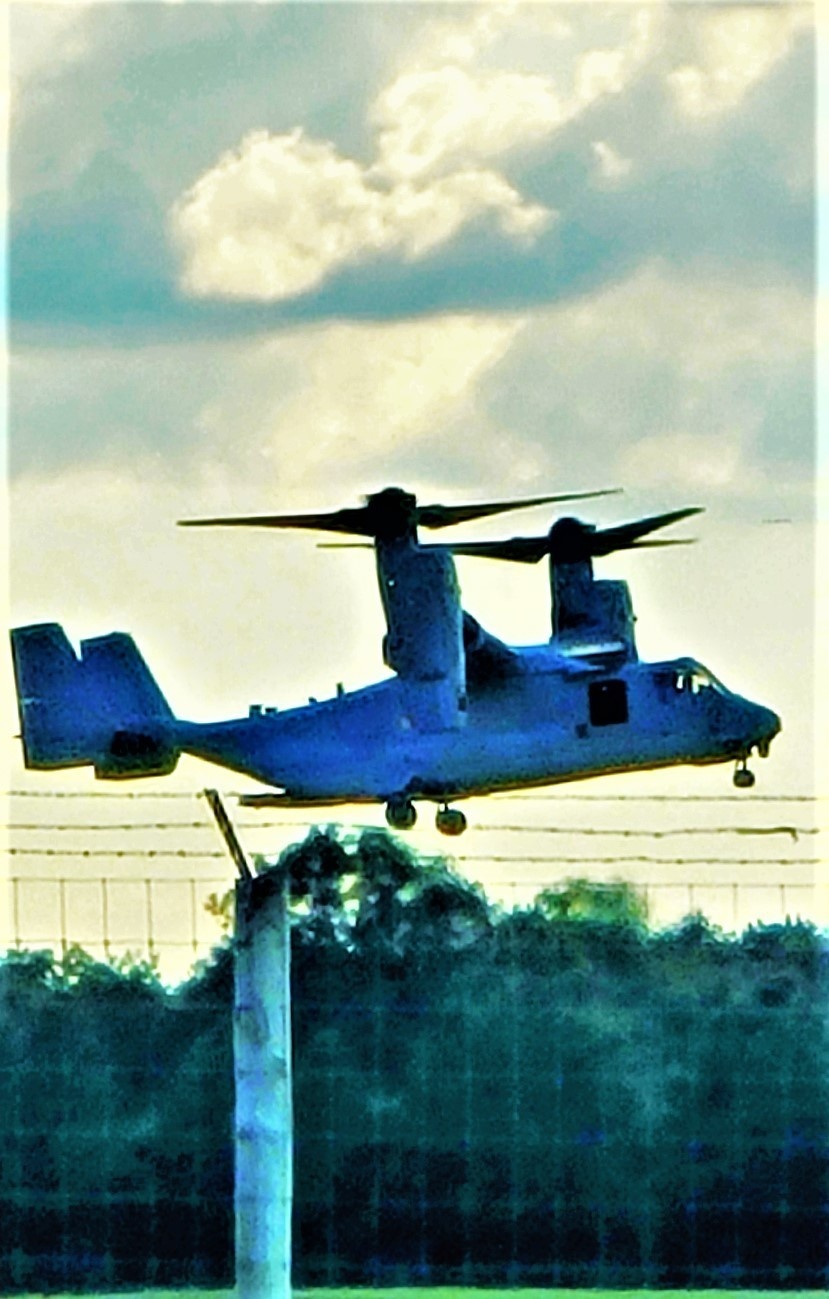 Marine Corps MV-22 Osprey aircraft, crews conduct training at Fort McCoy
