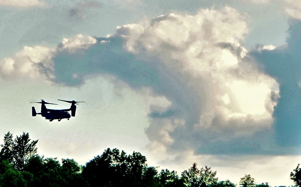 Marine Corps MV-22 Osprey aircraft, crews conduct training at Fort McCoy