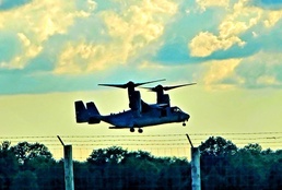 Marine Corps MV-22 Osprey aircraft, crews conduct training at Fort McCoy