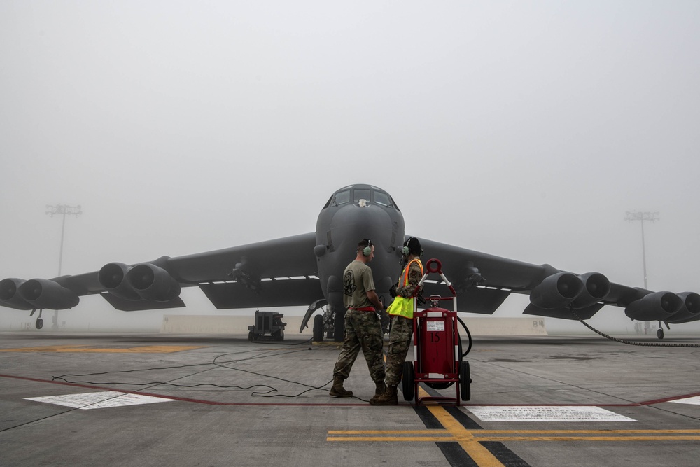 B52H On A Foggy Day