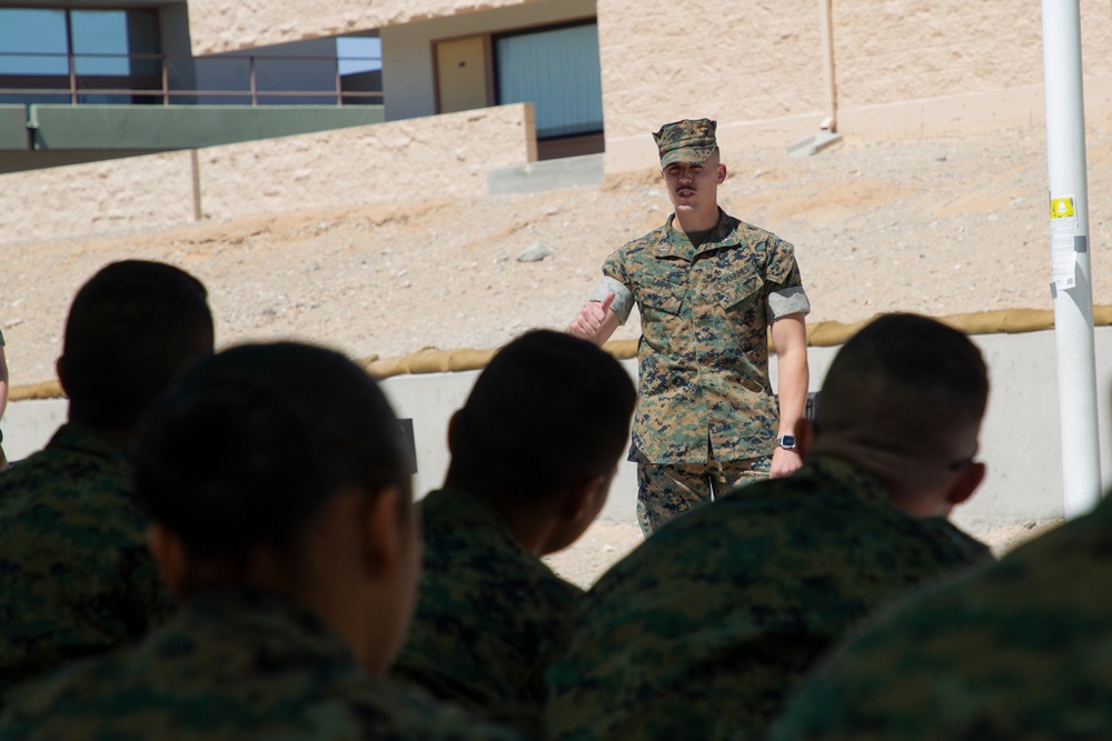 Legal Services Support Team Twentynine Palms Legal Assistance briefs the students at Marine Corps Communication-Electronics School