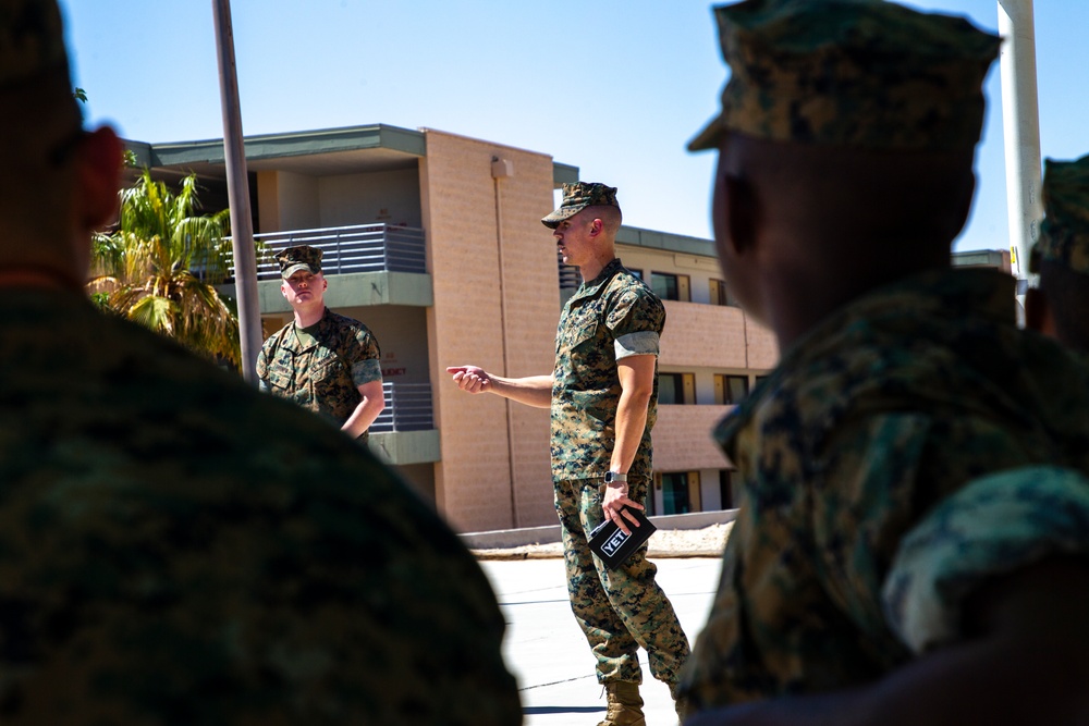 Legal Services Support Team Twentynine Palms Legal Assistance briefs the students at Marine Corps Communication-Electronics School