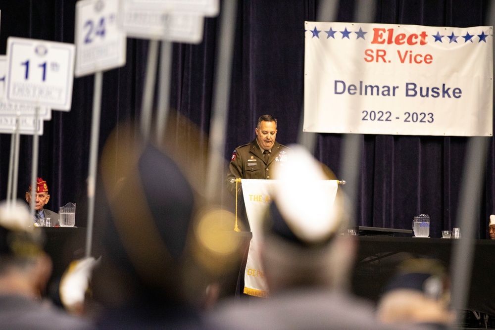 Brig. Gen. Mark Alessia gives remarks during the state of Illinois American Legion convention