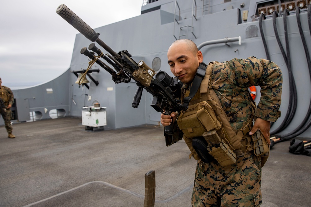 BLT 2/4 conduct speed reload drills on USS Anchorage