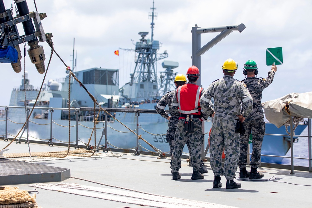 HMAS Supply refuels Multi-National ships during RIMPAC 2022