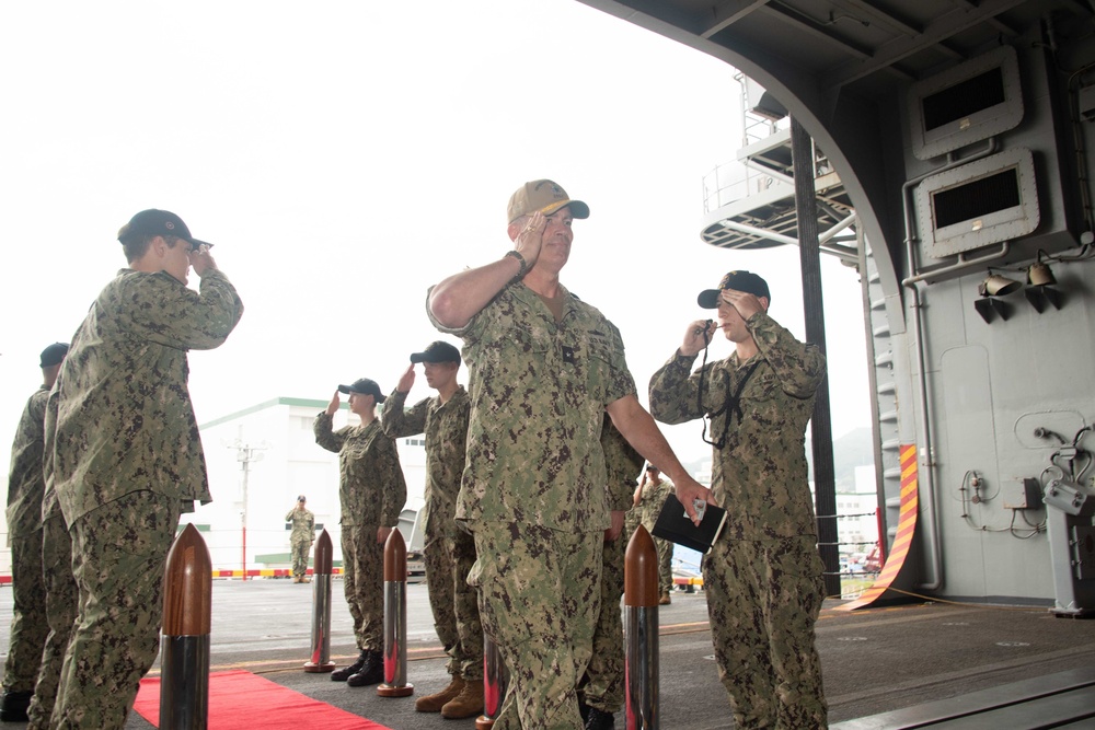 Rear Admiral Derek Trinque Visits USS America (LHA 6)