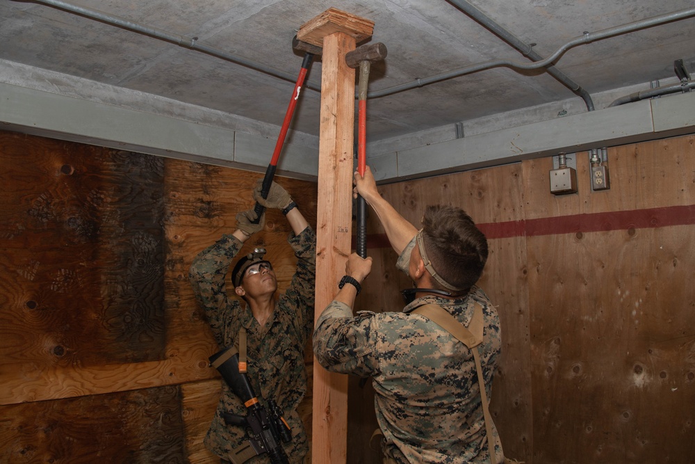 Marines with 9th ESB conduct military operations in urban terrain training