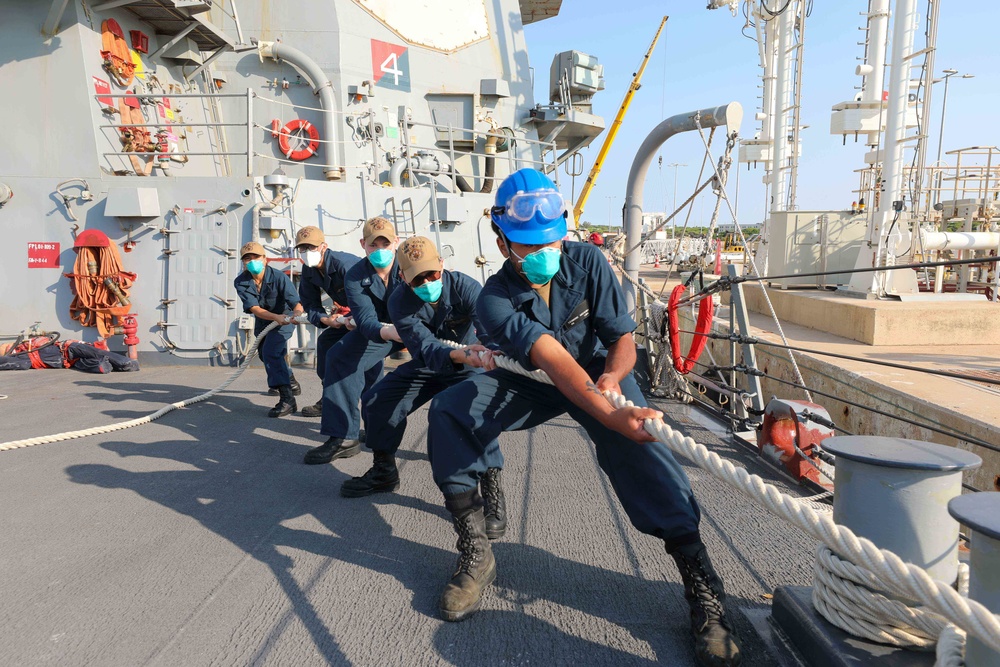 USS Cole pulls into Rota, Spain