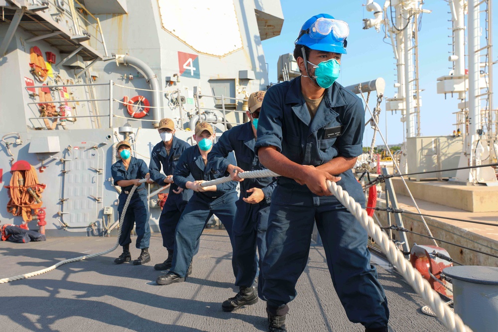 USS Cole pulls into Rota, Spain