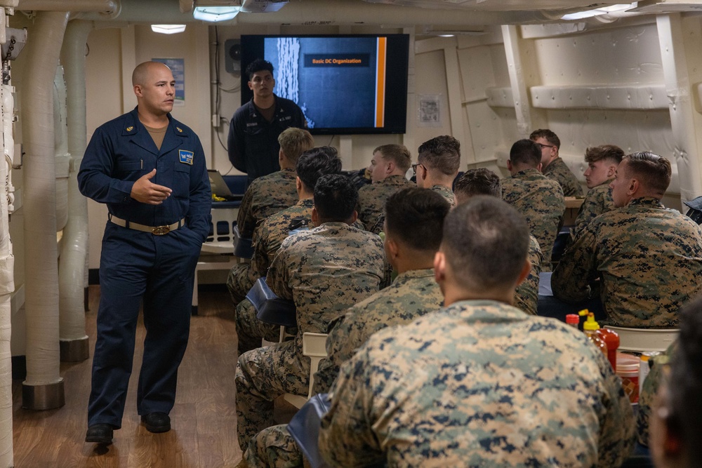 Damage Control class for Marines aboard the USS Anchorage