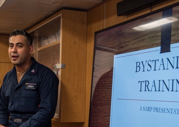 USS Ronald Reagan (CVN 76) Sailors conduct bystander awareness training