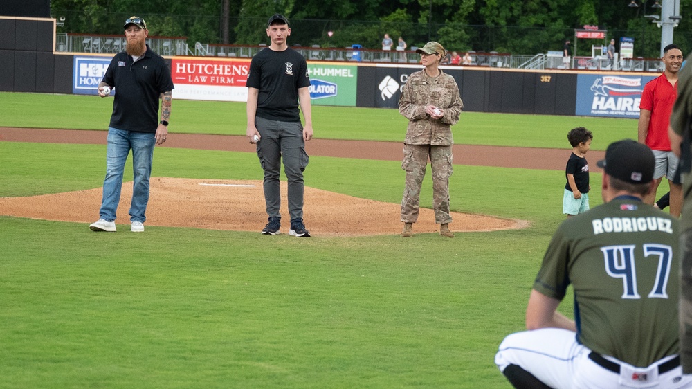 43 AMOG Senior Enlisted Leader Throws Ceremonial First Pitch at Minor League Baseball Game