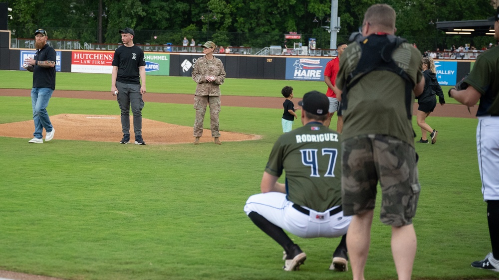 43 AMOG Senior Enlisted Leader Throws Ceremonial First Pitch at Minor League Baseball Game