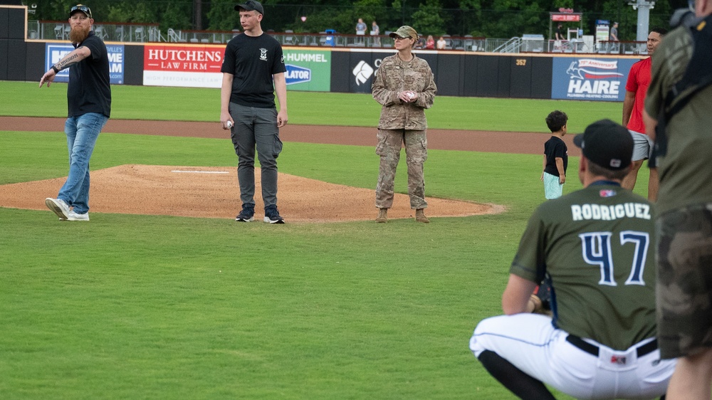 43 AMOG Senior Enlisted Leader Throws Ceremonial First Pitch at Minor League Baseball Game