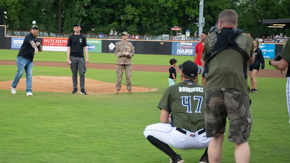 43 AMOG Senior Enlisted Leader Throws Ceremonial First Pitch at Minor League Baseball Game