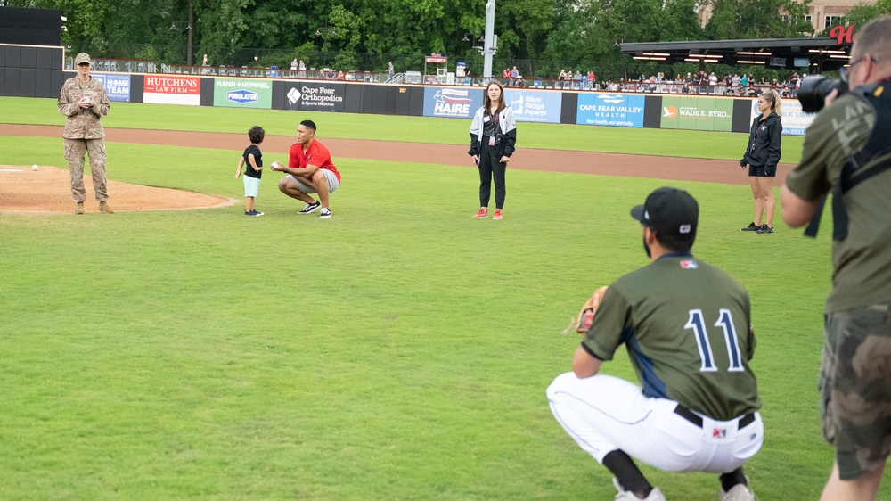 43 AMOG Senior Enlisted Leader Throws Ceremonial First Pitch at Minor League Baseball Game