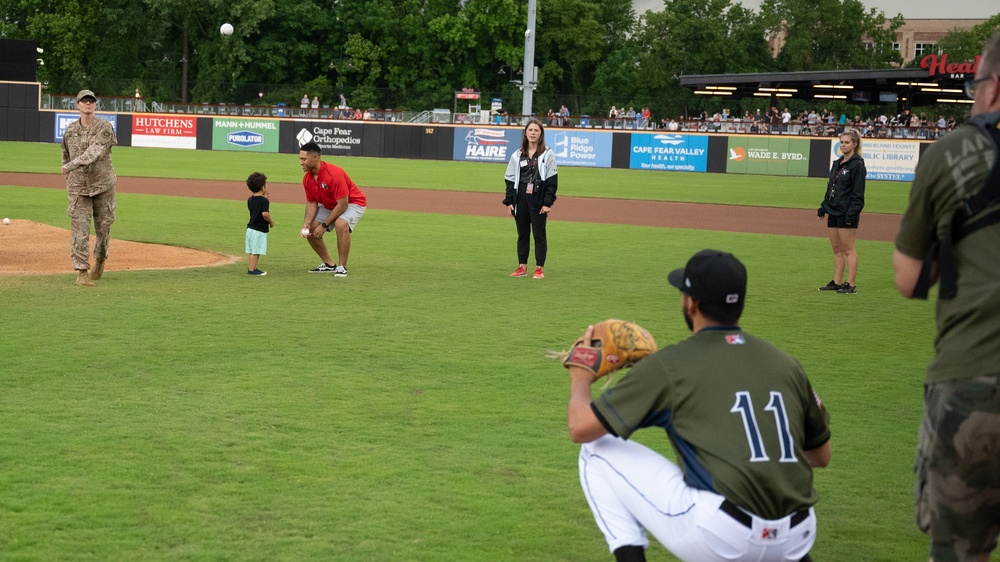 43 AMOG Senior Enlisted Leader Throws Ceremonial First Pitch at Minor League Baseball Game