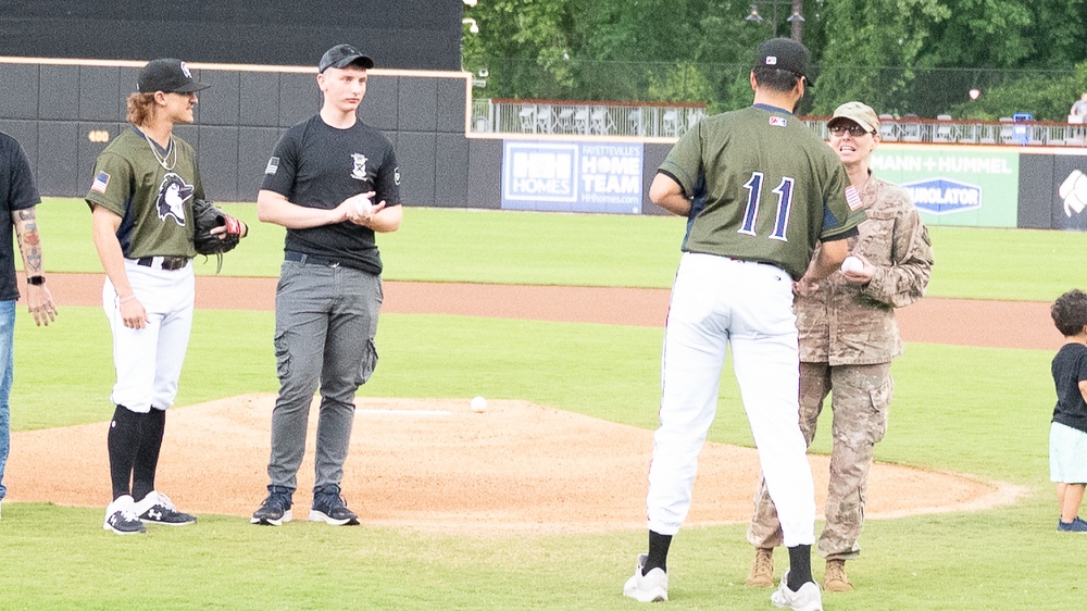 43 AMOG Senior Enlisted Leader Throws Ceremonial First Pitch at Minor League Baseball Game