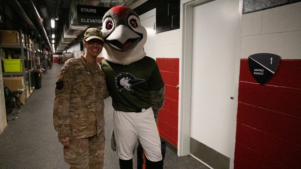 43 AMOG Senior Enlisted Leader Throws Ceremonial First Pitch at Minor League Baseball Game