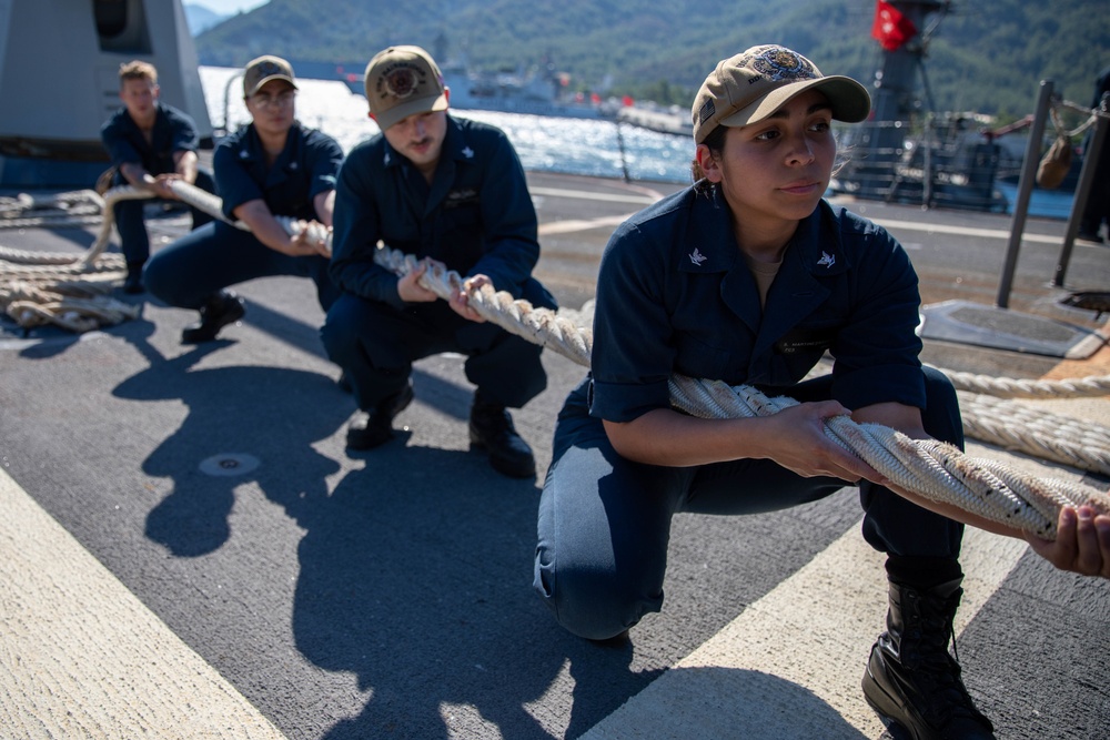 The USS Bainbridge is on a scheduled deployment in the U.S. Naval Forces Europe area of operations, employed by U.S. Sixth Fleet to defend U.S., Allied and Partner interests.