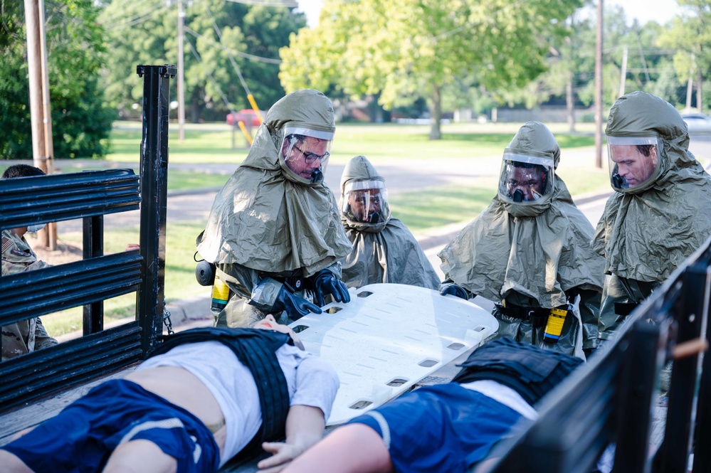 Chemical hazard exercise tests Barksdale’s medics