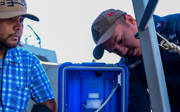 NSWC Corona Technicians install ITU BLOS tracker systems for RIMPAC 2022