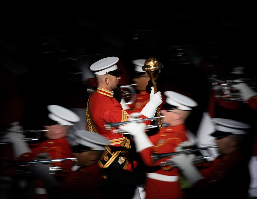 Marine Barracks Washington conduct a marvelous evening parade.