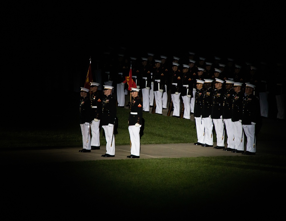 Marine Barracks Washington conduct a marvelous evening parade.