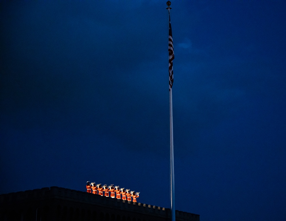 Marine Barracks Washington conduct a marvelous evening parade.