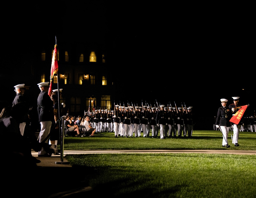 Marine Barracks Washington conduct a marvelous evening parade.