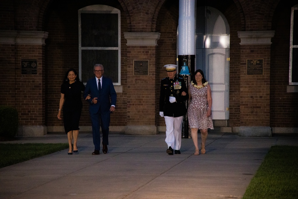 Marine Barracks Washington conduct a marvelous evening parade.