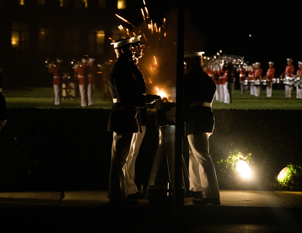 Marine Barracks Washington conduct a marvelous evening parade.