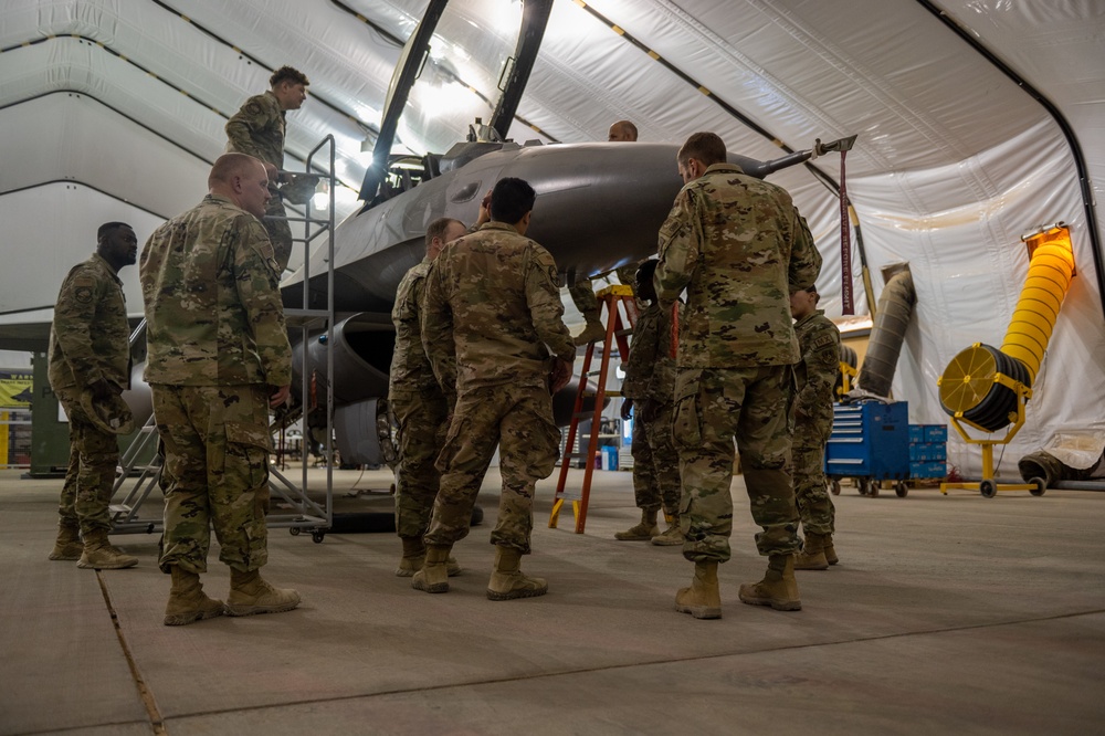 378th EMXS strengthen mission partnership with 378th AEW Airmen during F-16 tour