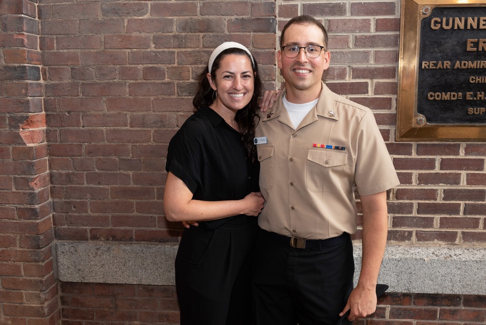 Musician 1st Class Franklin Silva and Musician 1st Class Nicholas Halbig are pinned upon arrival at U.S. Navy Band