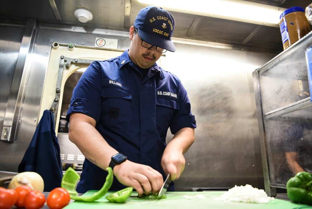 USCGC Oak (WLB 211) culinary specialist prepares lunch