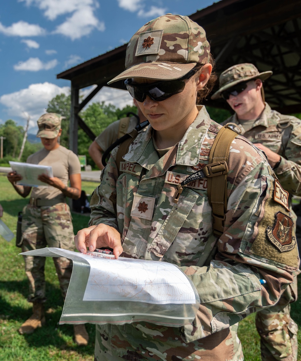 Maj. Mandy Kannapel checks her map