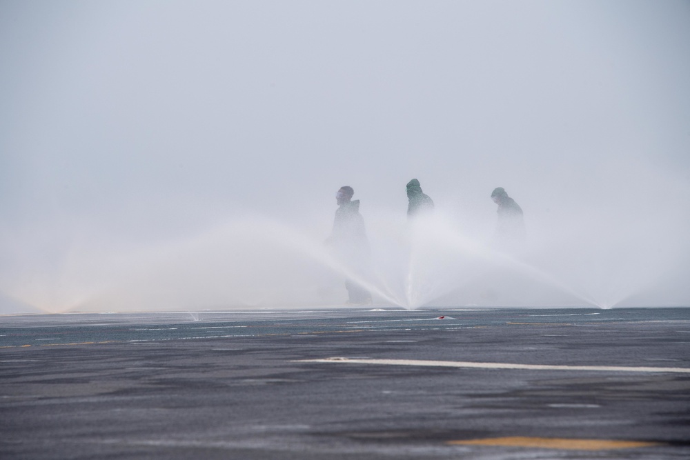 USS America (LHA 6) Sailors Conduct Counter Measure Wash Down