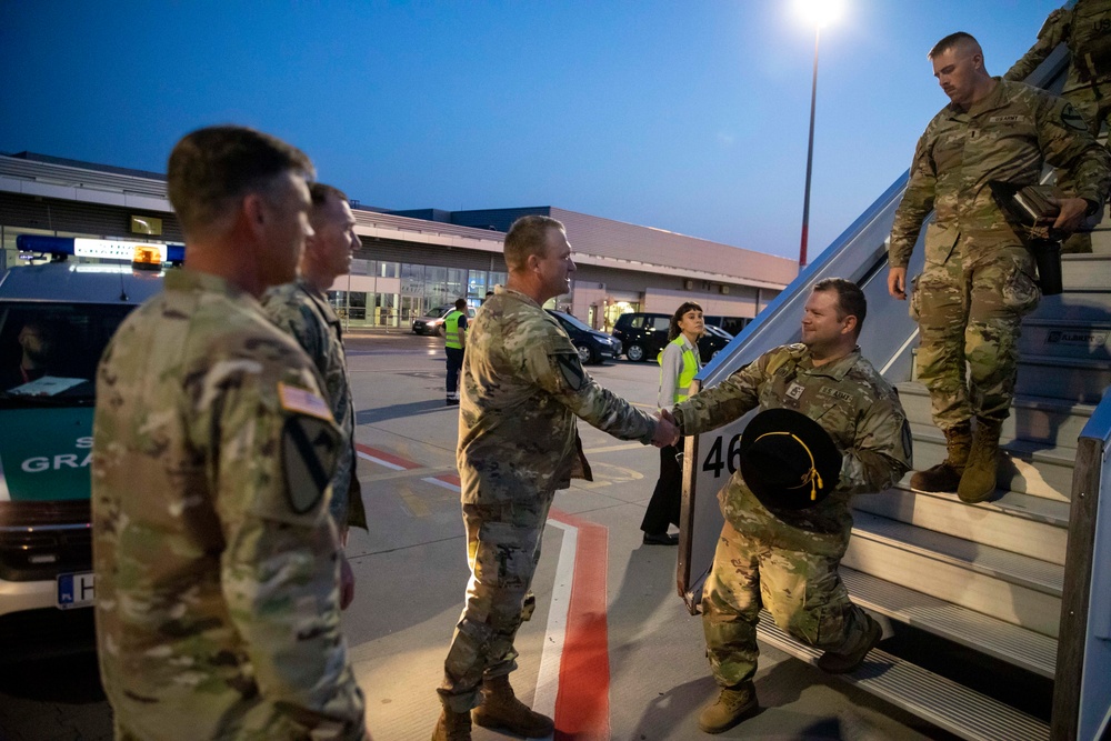 Greywolf Brigade, 1st Cavalry Division arrives Poznan Poland