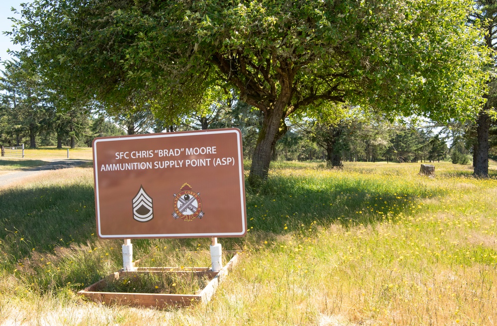 Sgt. First Class Christopher B. Moore Ammunition Supply Point Sign