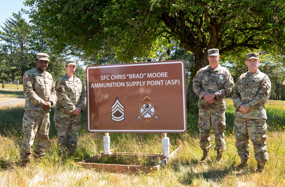 Sgt. First Class Christopher B. Moore Ammunition Supply Point Sign
