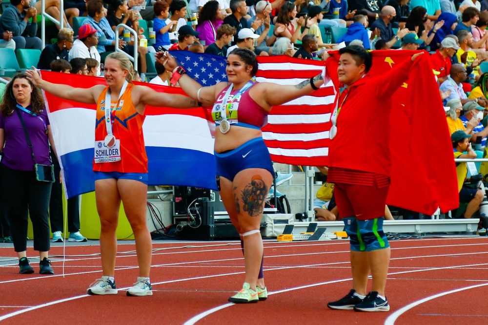 Chase Ealey first American female to win shot put world title at World Track and Field Championships