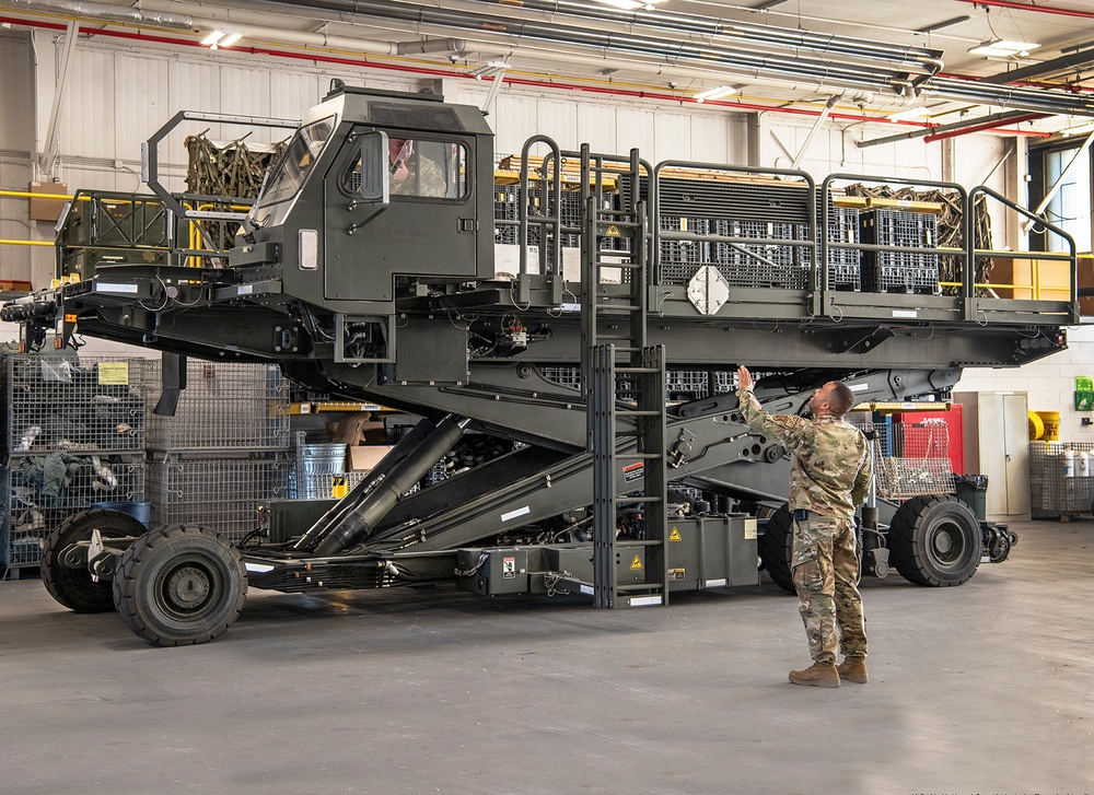 Airman from the 127th Logistics Readiness Squadron ops check K-loader