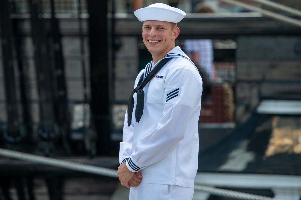 Seaman Alec Morris Checks into USS Constitution