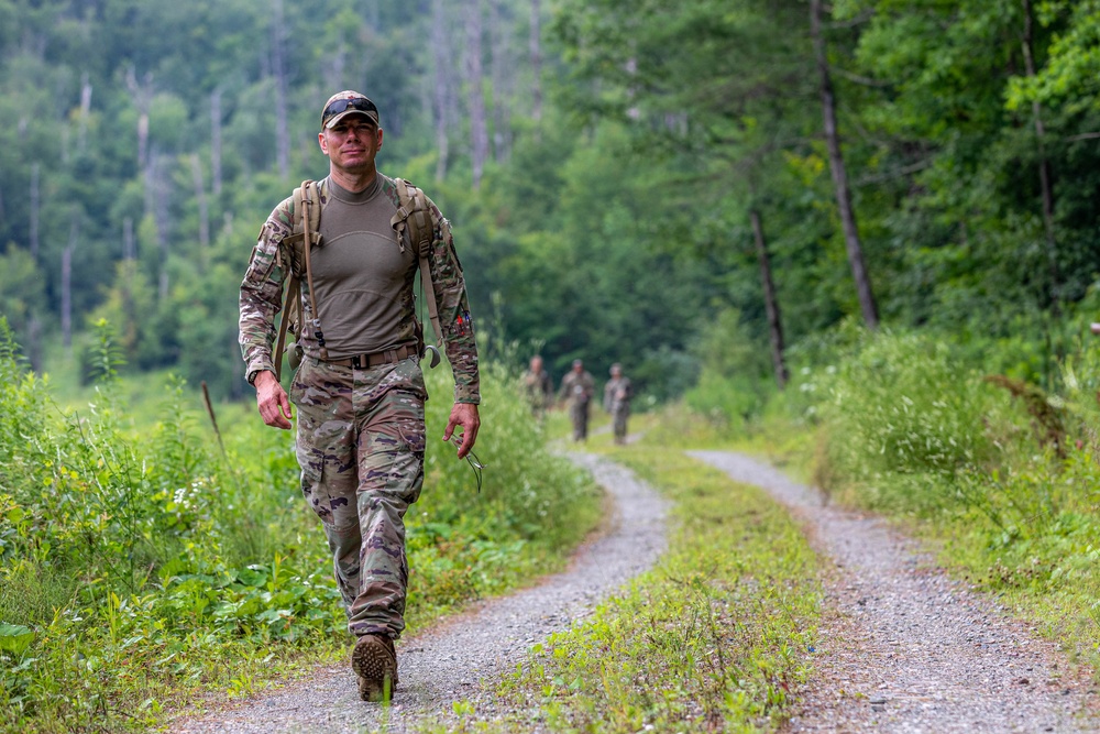 Maj. James Fink walks off the rifle range